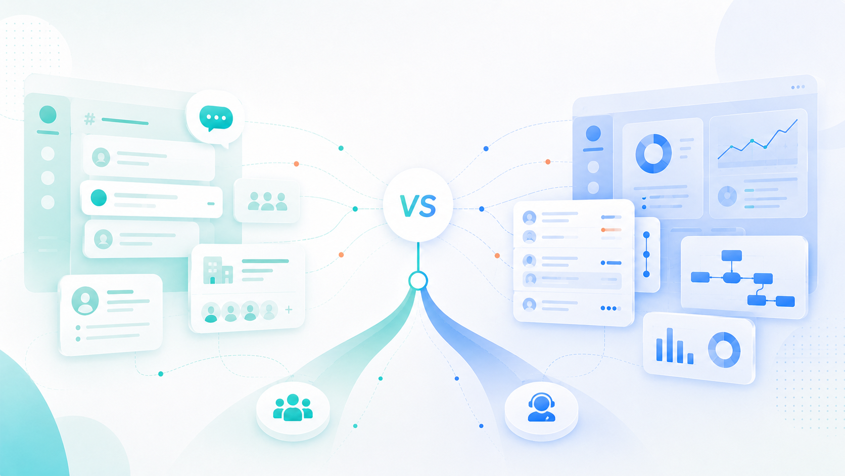 Abstract comparison illustration for a Pylon vs Zendesk article