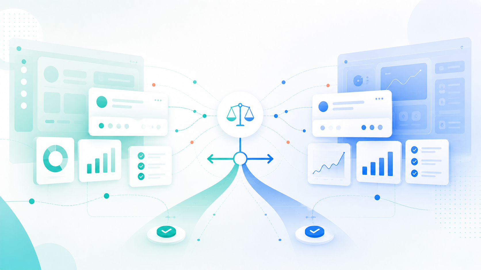 Abstract decision and comparison illustration for Zendesk vs Freshdesk